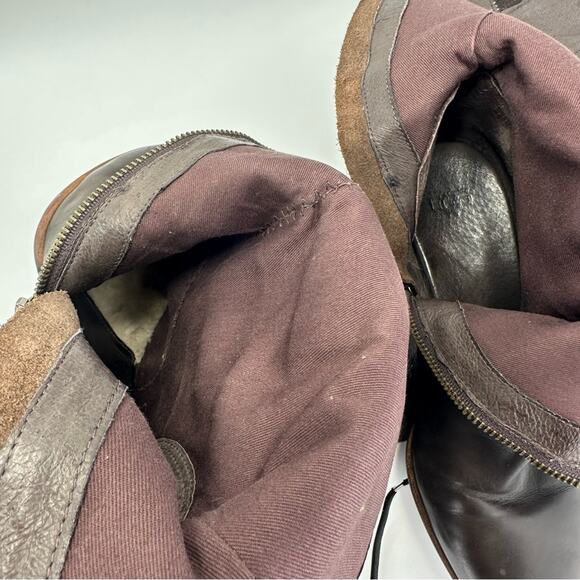 Ugg Brown Tall/Knee High Boot Size 10 Leather Block High Heel Almond Toe Bootie - Picture 5 of 14